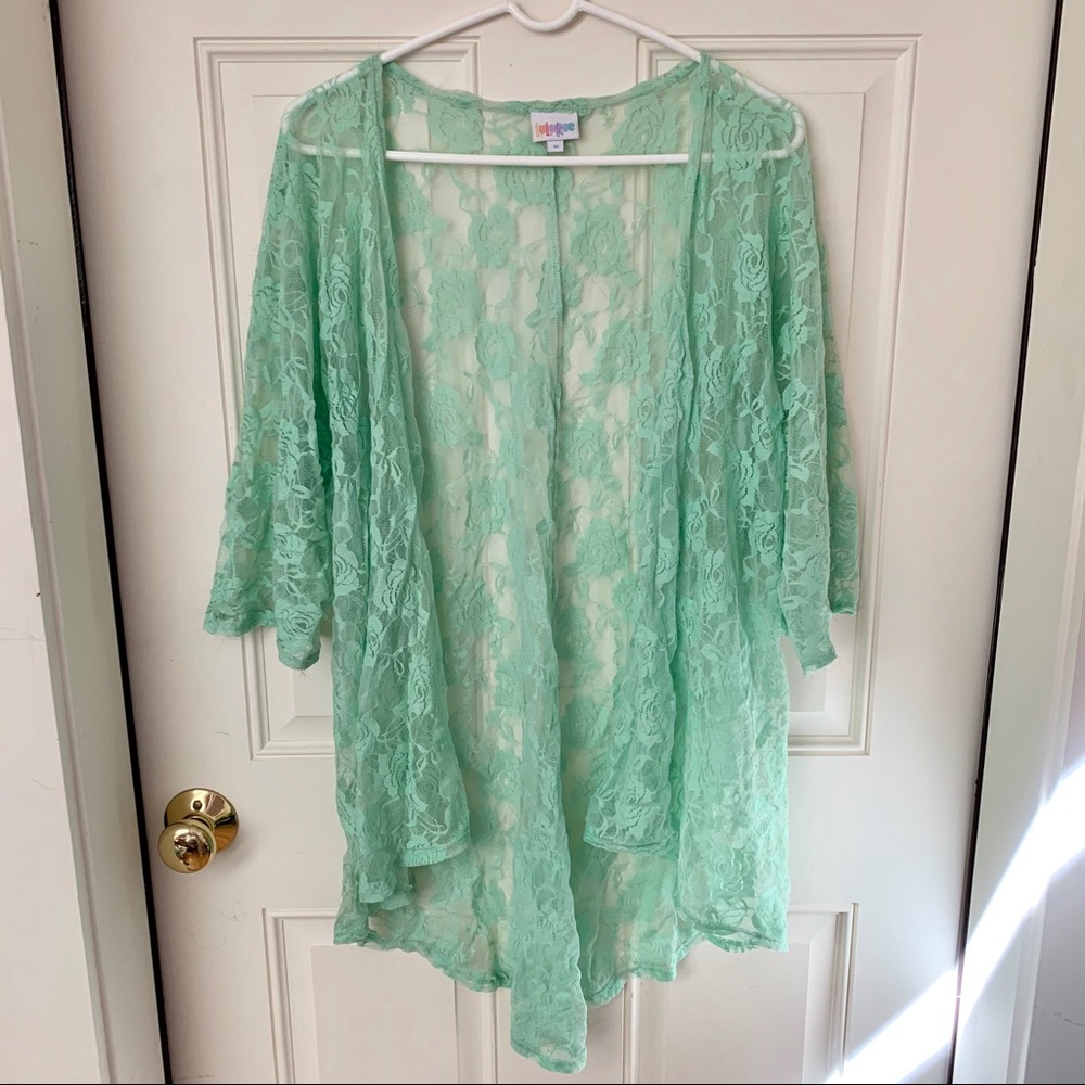 LuLaRoe Mint Lindsay Lace Cardigan